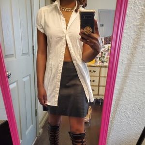 Long Off White Button Down
